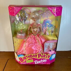 Vintage 90s Mattel Birthday Party Barbie w/Blowing Lips #22905 (1998) NRFB